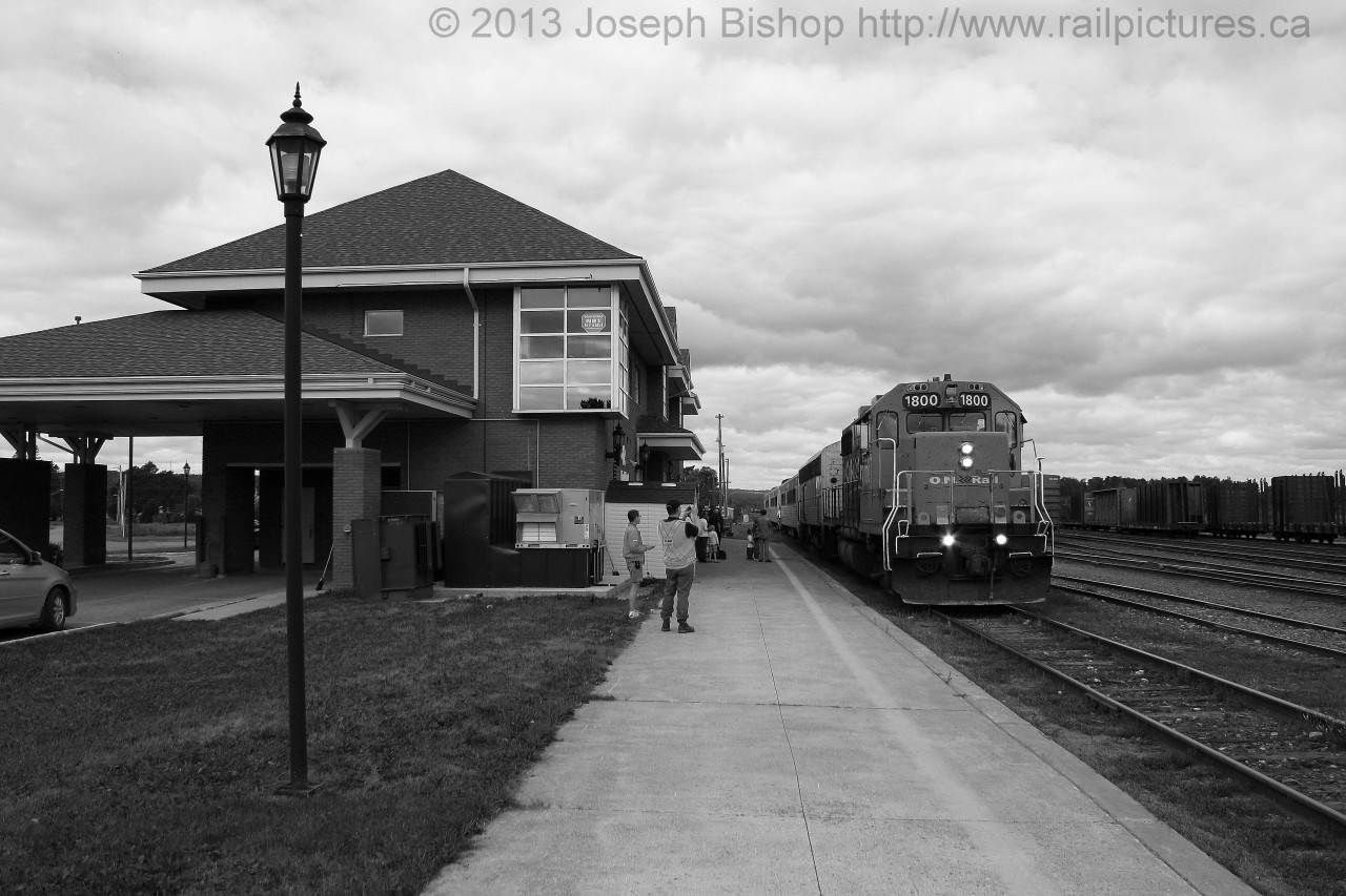 Memories of the Northlander...here it is stopping at Englehart on a warm summer morning right on schedule.  My dad is getting his shot just a little bit further down the platform.  What is your fondest Northlander memory?