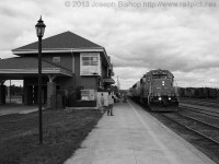 Memories of the Northlander...here it is stopping at Englehart on a warm summer morning right on schedule.  My dad is getting his shot just a little bit further down the platform.  What is your fondest Northlander memory?