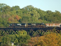 327 crossing over the Grand River Bridge with NS 9096 - NS 8809 showing the way 