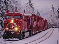 2012 Christmas train approaching CP  Berton  on the North track ,next stop Chase B.C 
