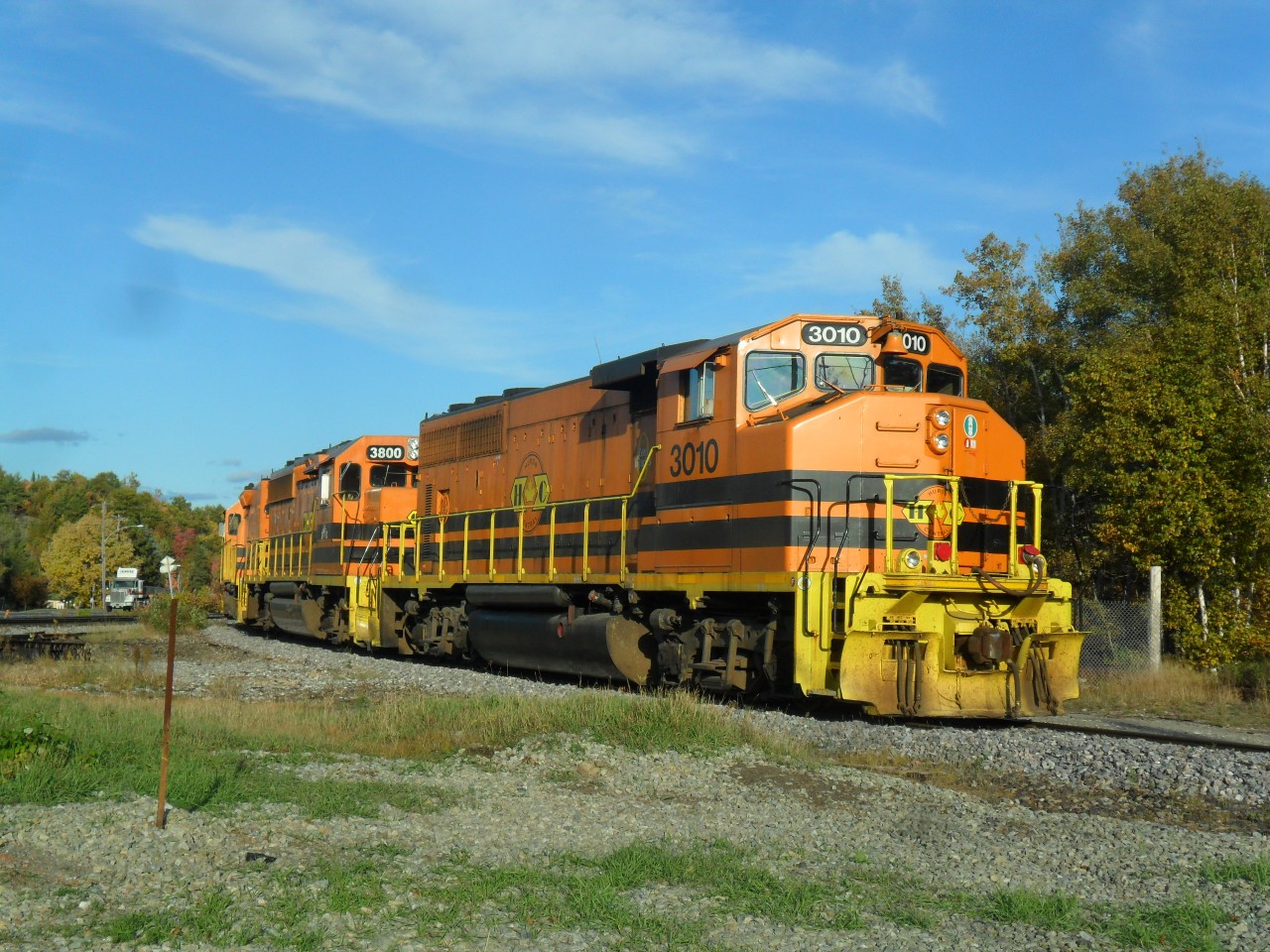 While on my way to Manitoulin Island I caught Huron Central Railway units sitting on the former CP Little Current Subdivision now called the Little Current Spur.