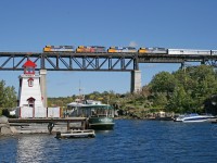 Elephant style, VIA 6444 with 6434, 6439 and 6446 lead VIA train 1 The Canadian across the big bridge at Parry Sound. Sadly, the 6444 was wrecked at Burlington with the loss of 3 headend crew members Feb 26/2012.