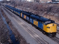 VIA 6309 and 6311 lead train 602 onto the Montreal Subdivision on the last leg of its journey from Northern Quebec to Central Station