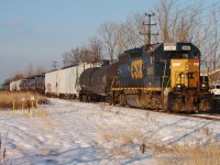 The Daily CSX-CN transfer is heading back to CN with CSX 2561 (Note: this unit is now set up for remote control operation) hauling 39 cars in tow. This was just days after a Protest blocked the tracks and held up railway traffic for over a week.