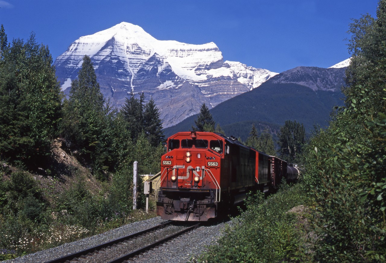 Mt. Robson in clear weather! Westbound CN freight