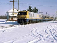 VIA 21 speeds past the only crossing of this hamlet.
