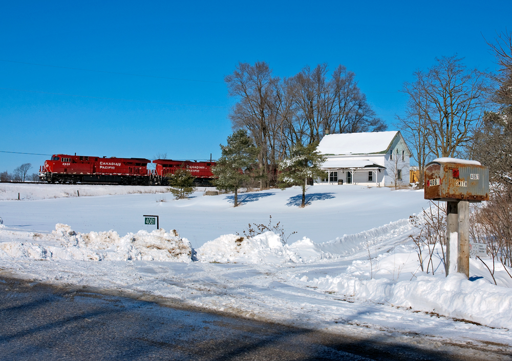 A westbound empty crude oil train takes their time with a clearance to the WSS Puslinch along the OCS Galt Sub, multi's on the head end signal the train will be working Wolverton before continuing west to London and beyond.