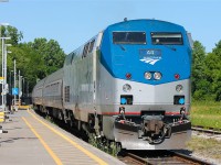 The Amtrak "Maple Leaf" train 97 arrives at Niagara Falls station on its journey from Toronto to New York City on Canada Day.