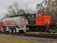 CN GP9RM 4129 sits idle as it's refuelled for tomorrows assignment as CN Local 514 again.