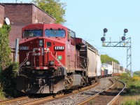 CP AC4400CW 8614 acts as the DPU for CP 206 crossing Bartlett Ave. in North Toronto.