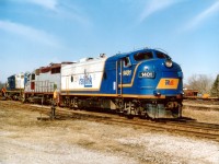 RA/RLK 1401, CEFX 6537 and RLK 4001 (Lakeland & Waterways) have just come down from Goderich and are photographed after cutting off their train in Stratford yard. Beautiful late March day !!