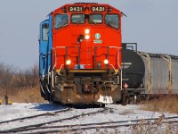 The Nanticoke road switcher prepares to start its shift with RMPX 9431 and two other GP20D's.  RMPX 9431 is still going strong on the SOR, it has had its nose and rear repainted to cover the CN logos.  If they paint the sides of the unit it will look almost new.