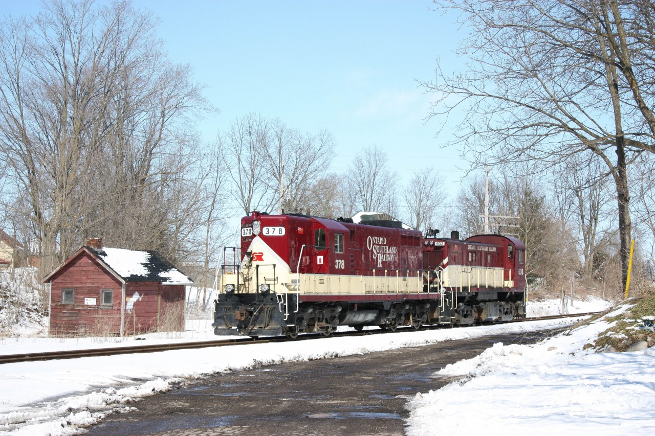 OSR power is running light this day to Woodstock where it will pick up its train from CPs yard and return to Ingersol.