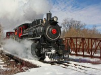 Waterloo Central Railway's ETR 9 crosses Silver Lake in Waterloo, Ont.