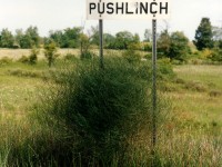 
One could surmise that spelling wasn't mandatory for employment with the CP gang, judging by this unique "Puslinch" sign spotted along the Galt sub some twenty years ago.