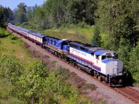 The eastbound Rocky Mountaineer is about to duck under the Trans-Canada Hwy at Craigellachie.