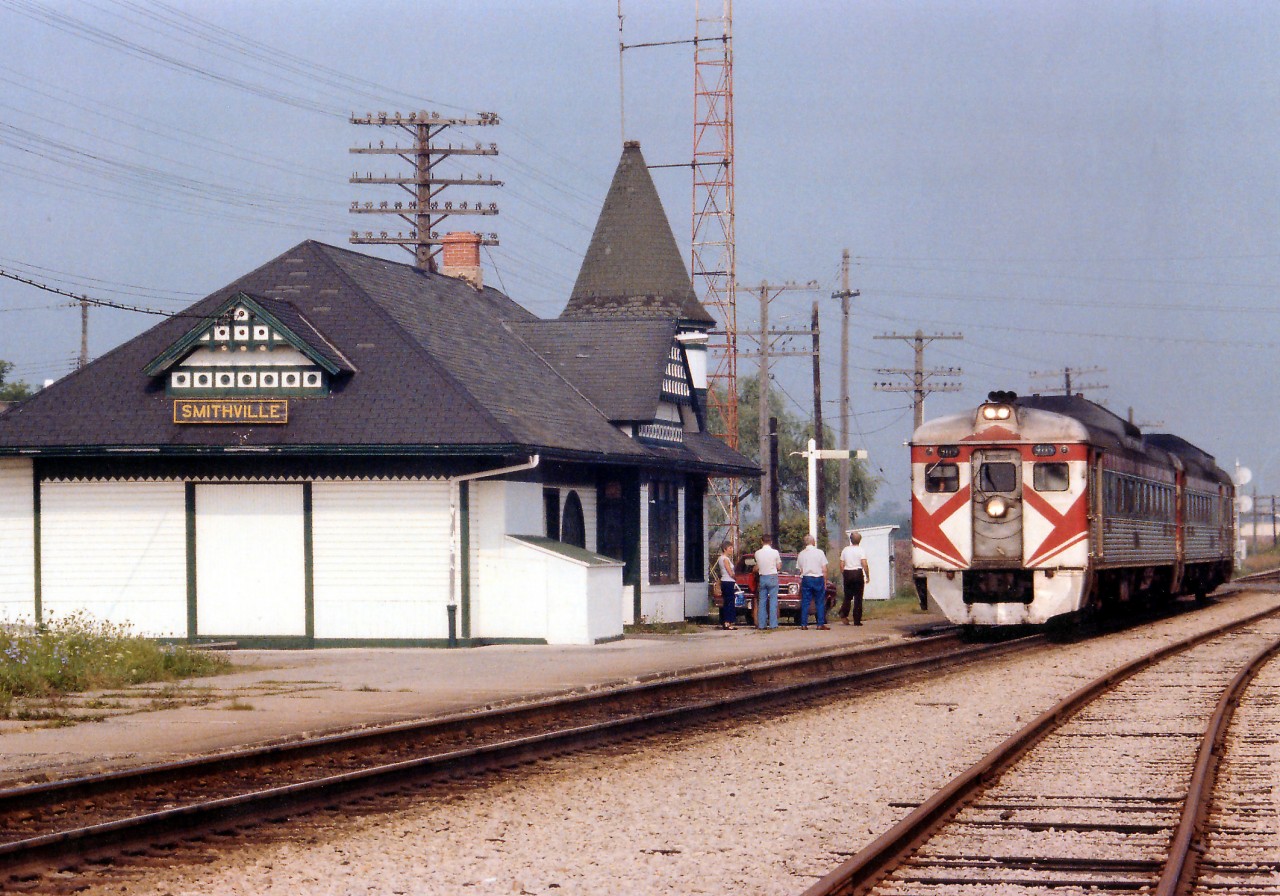 Eastward CP Budds stopped at the TH&B Station in Smithville, 9115 and 9021 as usual, and in less than a year, the daily passenger run would just become another chapter in history.