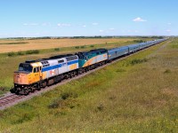 One of the few remaining original F40PH-2s leads the westbound "Canadian" up the grade at Moffat.