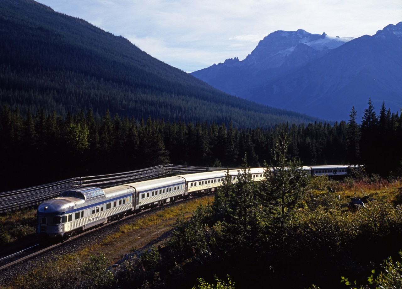 VIA train 1, the westbound Canadian passing Sink Lake on top of Kicking Horse pass