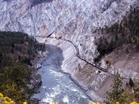 Eastbound CN train in White Canyon along the Thompson River, just East of Lytton BC.