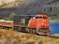 To clear the track for other Trains, CN 2341 pushs her MoW-Train to a siding east of Spenves Bridge