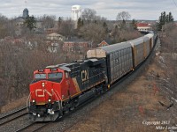 CN 2290 leads 308's train through Napanee, assisted by the 2203 as the DPU. 1123hrs.