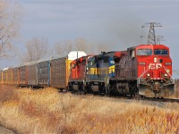 CP 147 had a little surprise for me in the form of some trailing EMD products. But unfortunately there was a GE in the way of my shot...