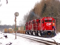 234, with CP 6246 - CP 8802 - CP 6245 - CP 6234 is set to depart Blandford siding after meeting a westbound