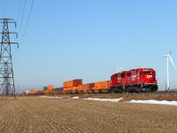 CP 6257 and 6255 lead train 282 eastbound towards Haycroft at mile 83 on the CP's Windsor Sub.