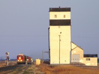 CP's hotest westbound 111 passes the prairie skyscraper at Meadows.