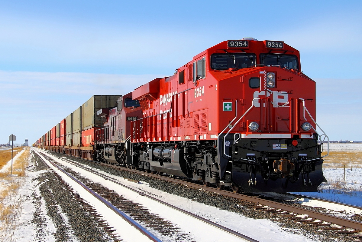 Eastbound CP 110 waits at Marquette for the line to clear.