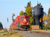 Eastbound 112 passes the old water tower in Carberry.