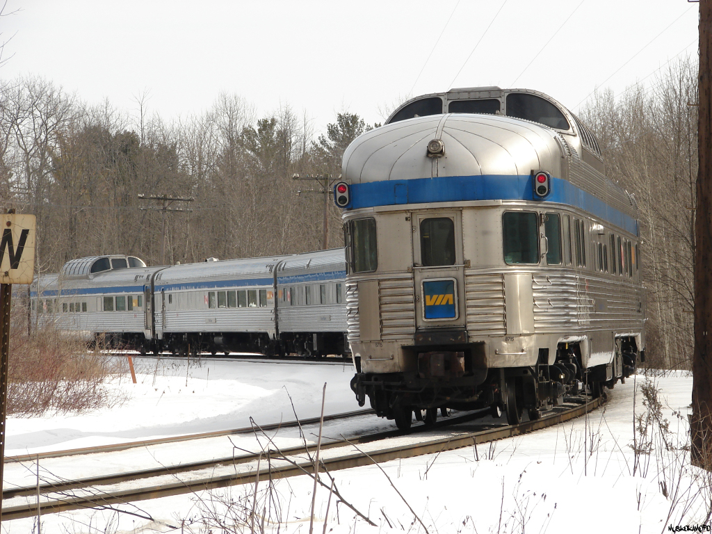 One of VIA's famous park cars brings up the markers on #2 on the final leg of their cross country journey, 88 miles to go...
