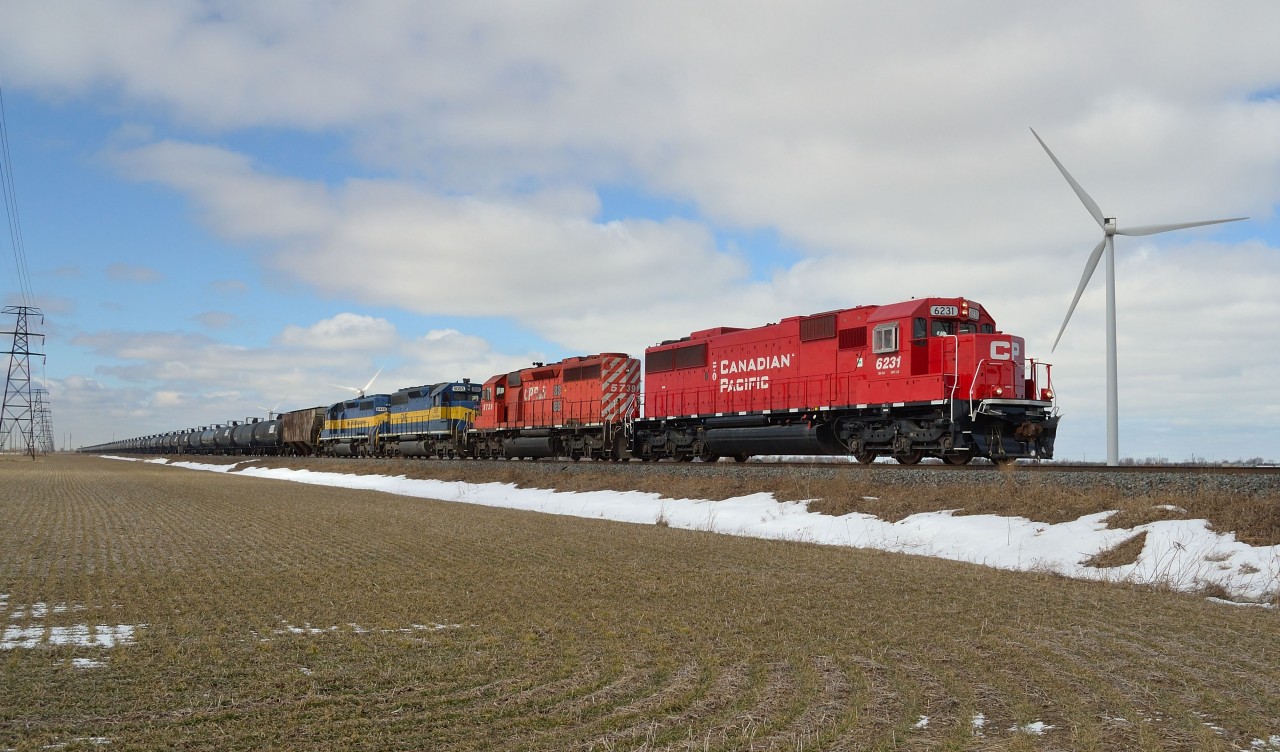 CP 640 heads eastbound thru Haycroft mile with a nice all EMD lashup.