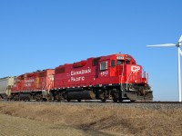 CP T76 led by CP 4513 (formerly SOO)heads eastbound thru Haycroft mile