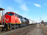 CN 2342 is the DPU on a CN eastbound at Dorval. At the head end were two more GE's: CN 2233 & Cn 2408.