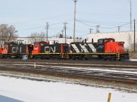 GMD1 CN 1407 sits in the dead line at CN's Walker yard along with SW1200s 7304 and 1379