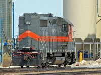 Ex SP GP35 6327 now owned by Providence Grain and residing at Gaudin elevator complex east of Fort Saskatchewan.  The locomotive is still in the livery of its previous owners the Dakota, Missouri Valley & Western Railroad.