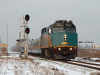 VIA 6428 F40PH-2D with Windsor to Toronto train 72 is eastbound at mile 101.1 on the VIA's Chatham Sub.