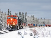 The month of March's first train Q111 prepares to knock down the signal at the east end of Pedley. Yesterday, the entire 235.7 mile Edson Sub received between 10-20 inches of snow, making for some nice photos!