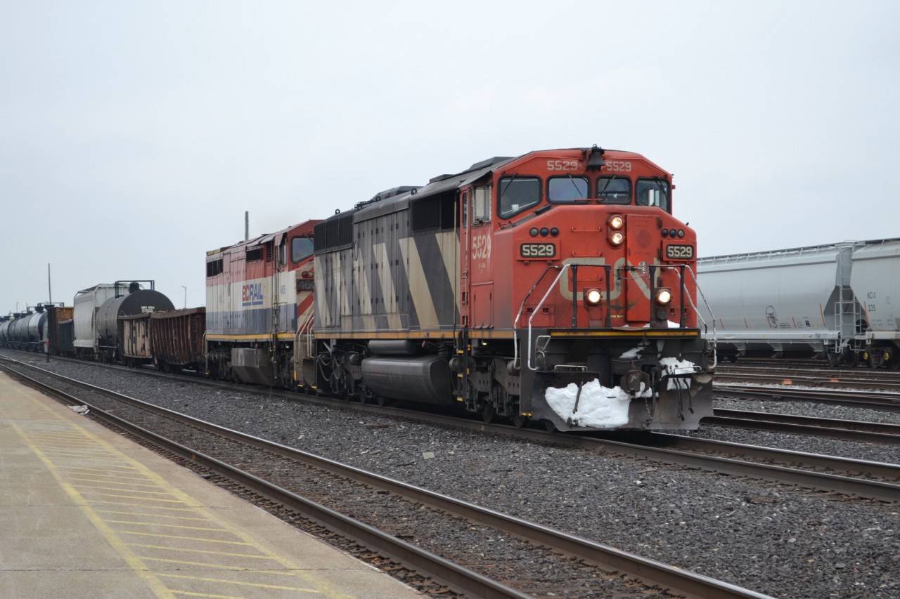 CN 385 crawls down to the Tunnel with the first of 5 BCOL units I caught this day. CN 5529 & BCOL 4605 head towards Port Huron at a Crawl, but it will not be long until it picks up lots of speed, from gravity pushing the train into the tunnel.