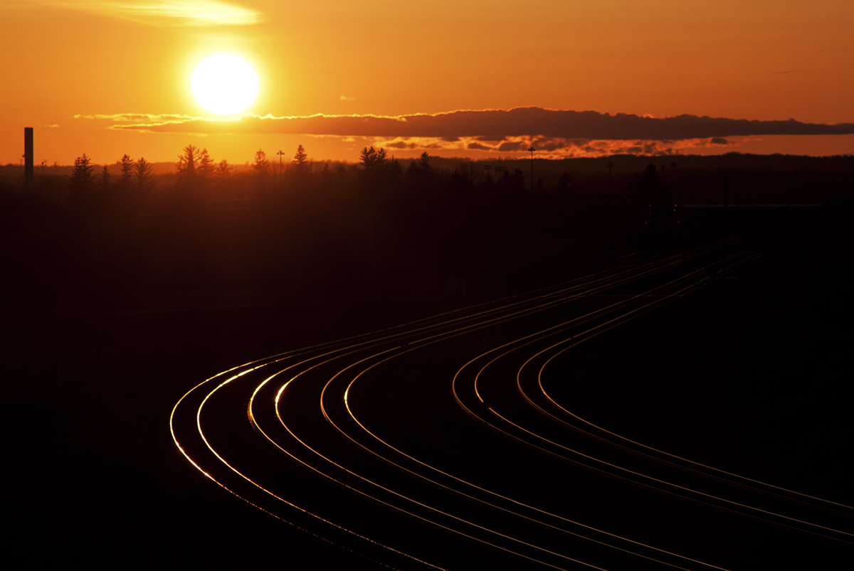 The sun gleams off the steel ribbon of the Kingston Sub as another long day of foaming comes to a close.