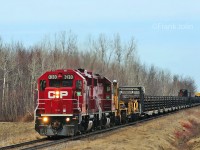 Trackwork has begun on the Lacolle subdivision as CP CWR Train heads south toward Lacolle.
