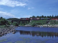 RSC-14 1758 leads a train that originated in Rockingham Yard in Halifax along the south shore of Nova Scotia. This line is now abandoned. 