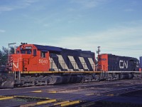 A pair of SD40s sit at the Fairview engine terminal waiting to take a train west later in the evening. In 1979 it was relatively rare to see SD40s in Halifax. 