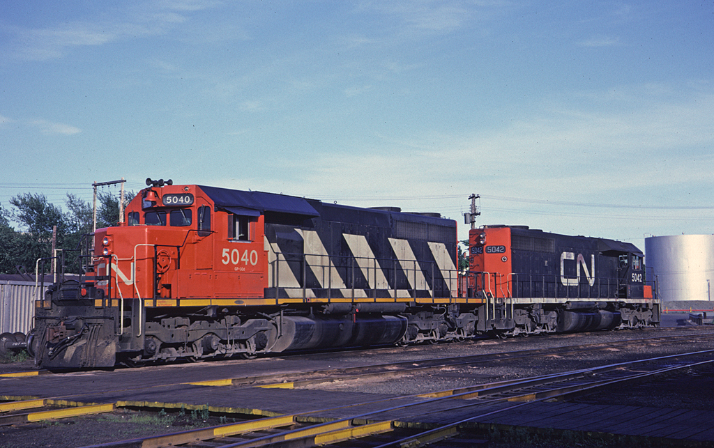 A pair of SD40s sit at the Fairview engine terminal waiting to take a train west later in the evening. In 1979 it was relatively rare to see SD40s in Halifax.