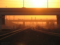 Sunrise at Halwest, in between GO trains at Bramalea Station.