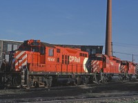 CPR GP9u sits outside CPR's South Edmonton roundhouse on Canada Day 1985.