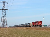 CP 8897 with CP 8821 lead tank train #606 eastward at mile 88 on the CP's Windsor Sub.