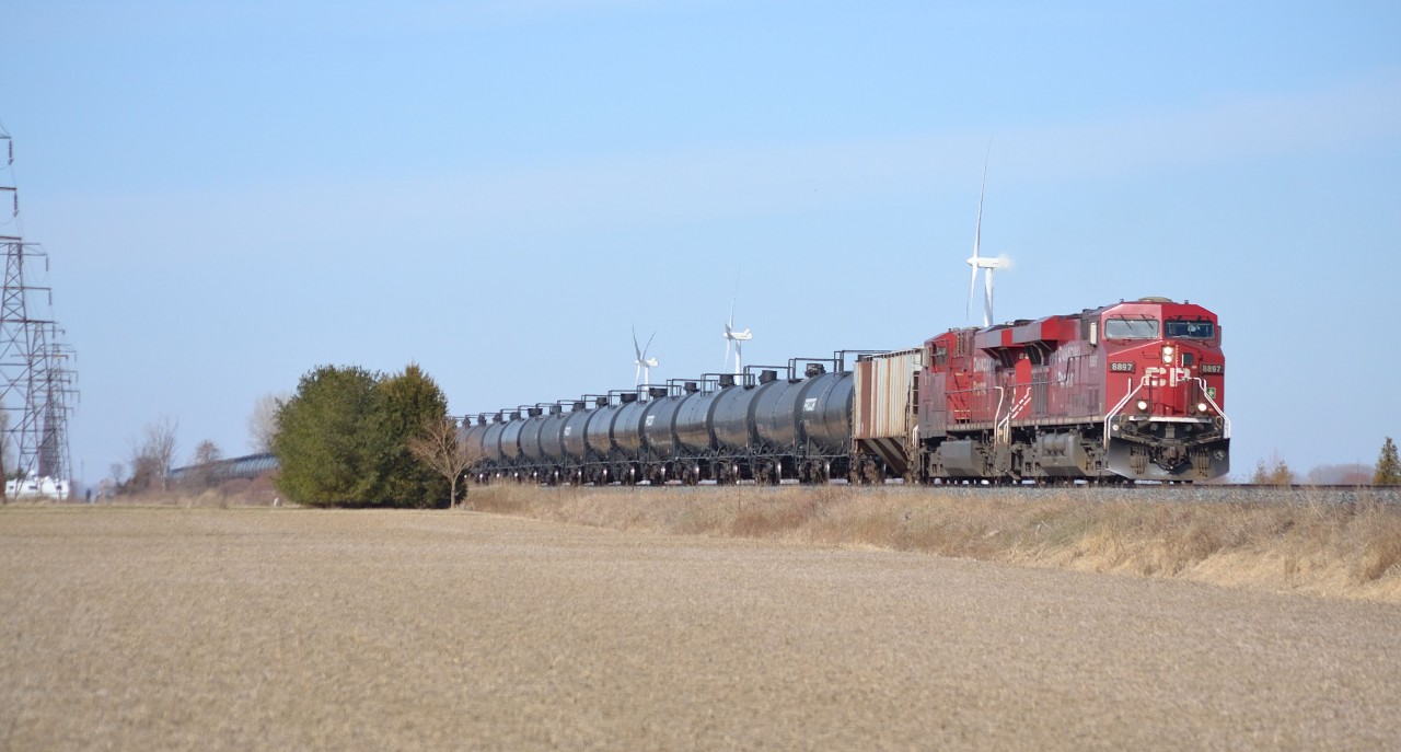 CP 606 heads eastbound thru Haycroft mile led by CP 8897